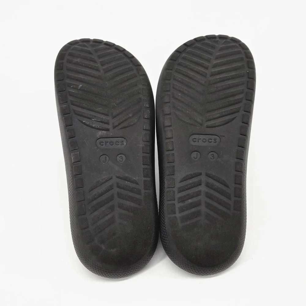 Crocs Classic Slide Black Comfort Sandals Youth J3 Slip On Gorpcore Loungewear